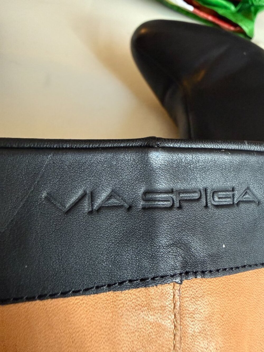 Via Spiga Black All Soft Leather Knee High Wedge Boots Zip Women’s Size 8 M - Picture 13 of 15